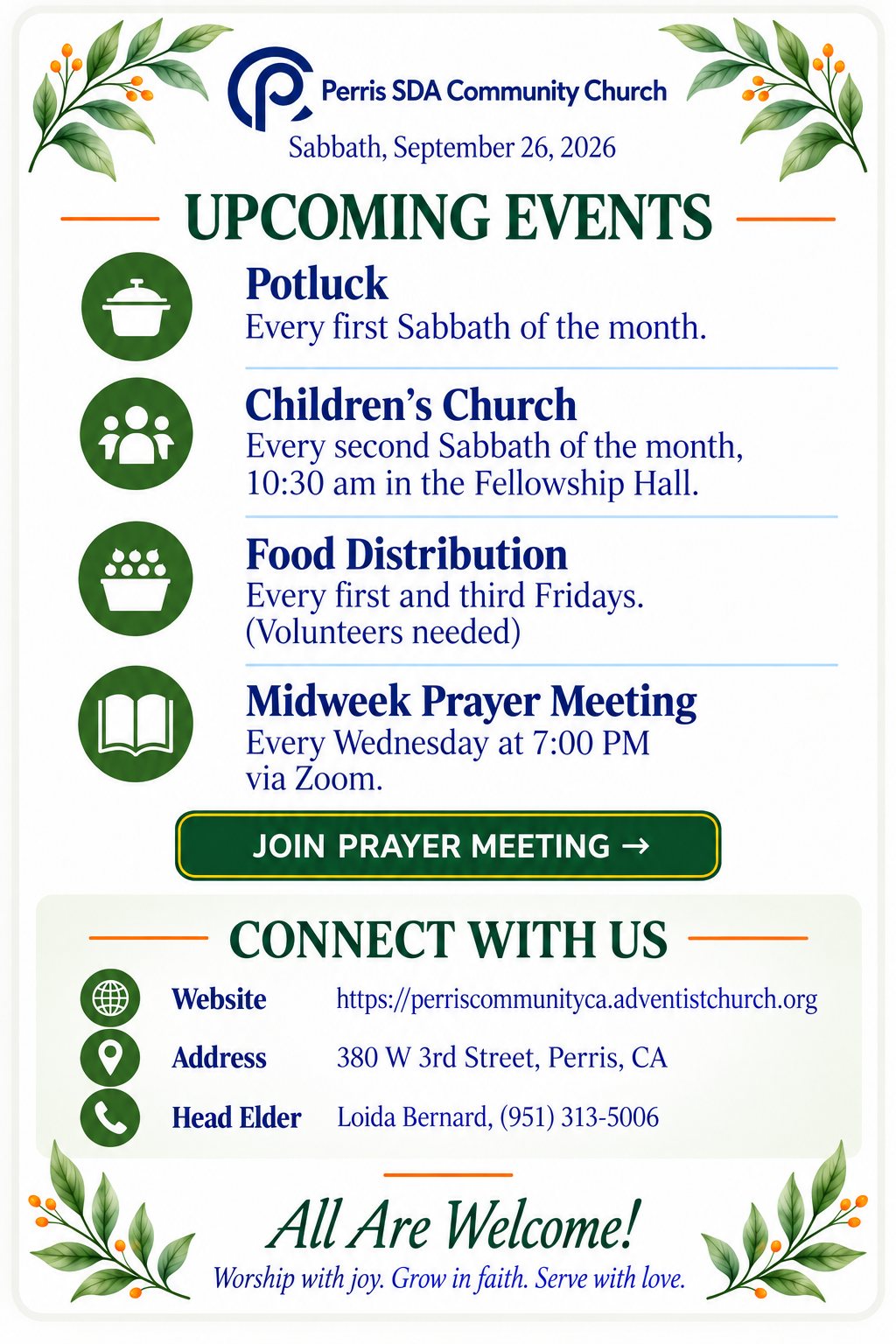 Upcoming Events and Connect With Us