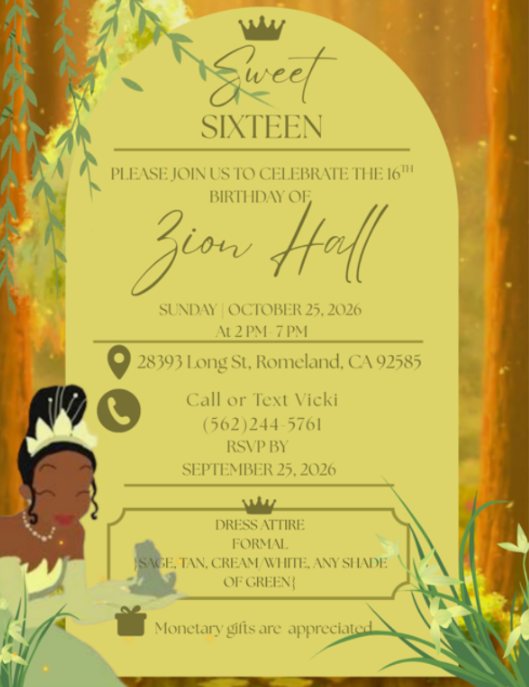 Sweet Sixteen invitation